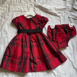 Ralph Lauren button down back red and black plaid dress with diaper cover